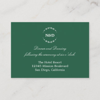 Simple wreath green wedding reception enclosure card