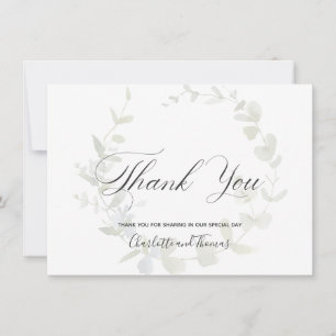 Simple Wreath Greenery Wedding Thank You