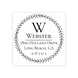 Simple Wreath Return Address Rubber Stamp