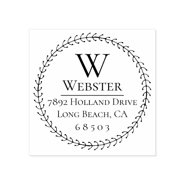 Simple Wreath Return Address Rubber Stamp (Imprint)