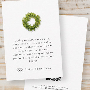 Simple Wreath Small Business Holiday Thank You Card