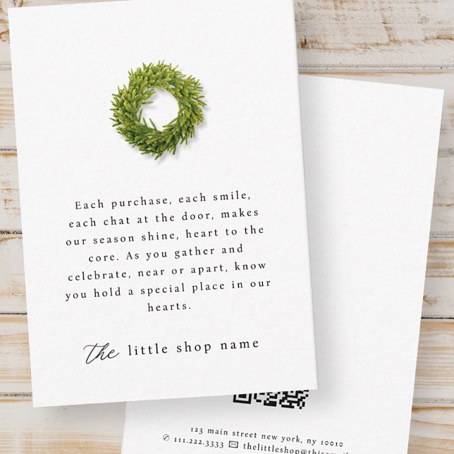 Simple Wreath Small Business Holiday Thank You Card (Creator Uploaded)