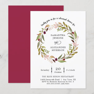 Simple Wreath Wedding rehearsal dinner invitation