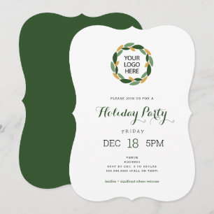 Simple Wreath with YOUR LOGO Company holiday party Invitation