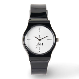 Simple written numbers with name initials watch