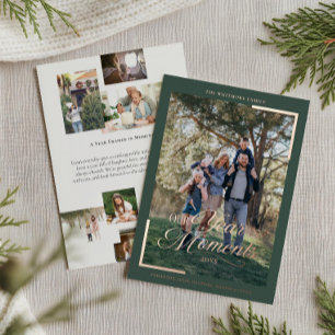 Simple Year in Moments Family Photo Christmas Foil Holiday Card