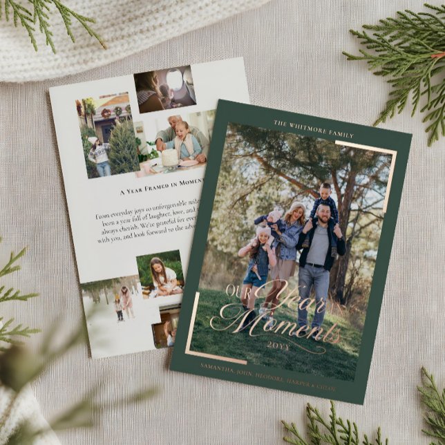 Simple Year in Moments Family Photo Christmas  Foil Holiday Card (Simple Year in Moments Family Photo Christmas Foil Holiday Card)