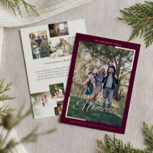 Simple Year in Moments Family Photo Christmas Foil Holiday Card