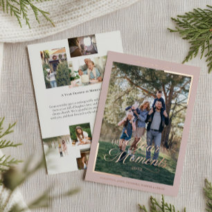 Simple Year in Moments Family Photo Christmas  Foil Holiday Card