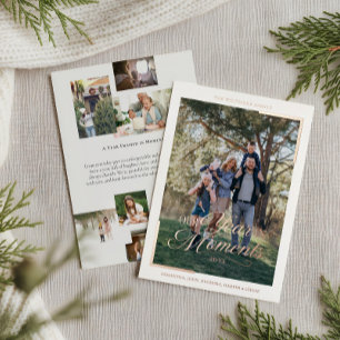 Simple Year in Moments Family Photo Christmas  Foil Holiday Card