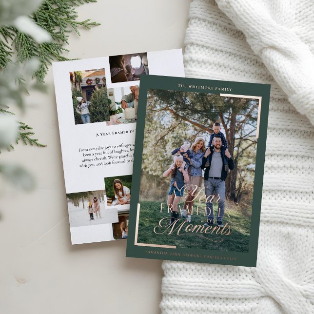 Simple Year in Moments Family Photo Christmas  Foil Holiday Card (Simple Year in Moments Family Photo Christmas Foil Holiday Card)