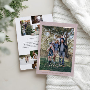 Simple Year in Moments Family Photo Christmas  Foil Holiday Card