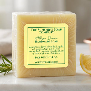 Simple Yellow and Green Soap and Cosmetics Label