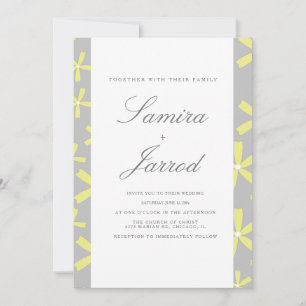 Simple Yellow and Grey Abstract Marble Wedding Invitation