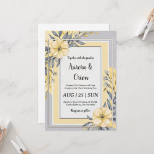 simple yellow and grey wedding invitations