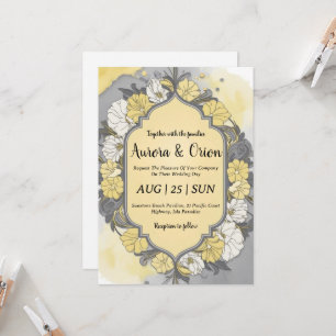 simple yellow and grey wedding invitations