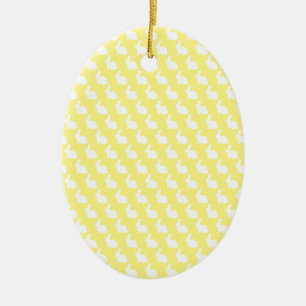 Simple Yellow and White Easter Bunny Ceramic Tree Decoration