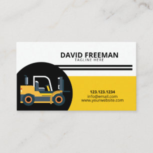 Simple Yellow & Black Forklift Construction Business Card