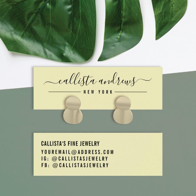Simple Yellow Black Script Earring Display Card (Creator Uploaded)