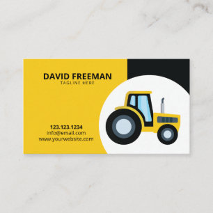 Simple Yellow & Black Tractor Construction Business Card