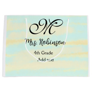 simple yellow blue watercolor teacher appreciation large gift bag