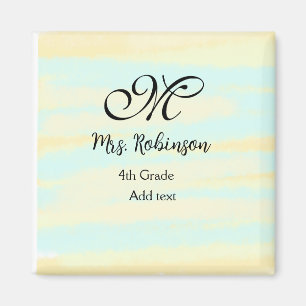 simple yellow blue watercolor teacher appreciation magnet