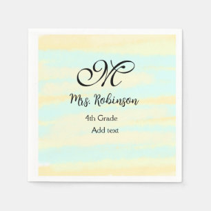 simple yellow blue watercolor teacher appreciation napkin