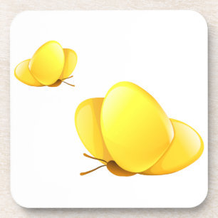 Simple Yellow Butterflies Coaster