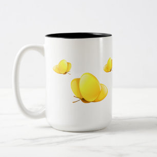 Simple Yellow Butterflies Two-Tone Coffee Mug