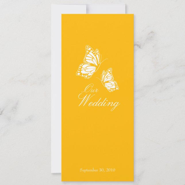Simple Yellow Butterflies Wedding Announcement 2 (Front)