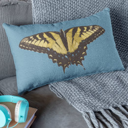 Simple Yellow Butterfly and Initial Nature Lumbar Cushion