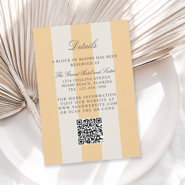 Simple Yellow Cabana Stripes Wedding Details Enclosure Card (Creator Uploaded)