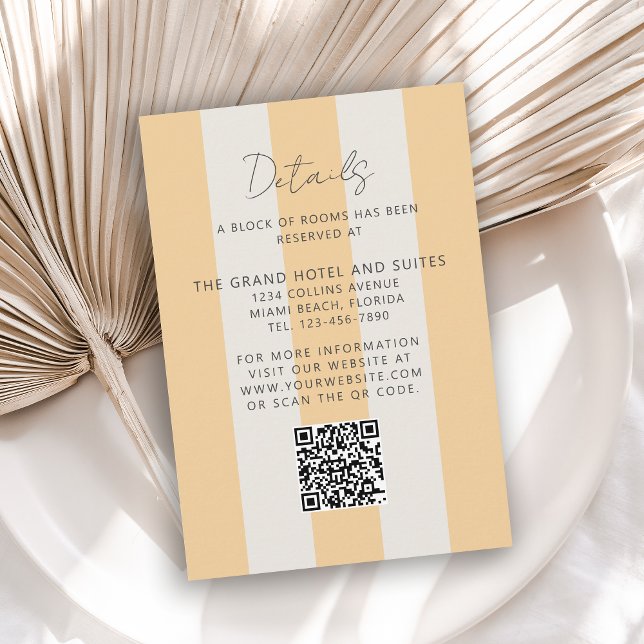 Simple Yellow Cabana Stripes Wedding Details Enclosure Card (Creator Uploaded)