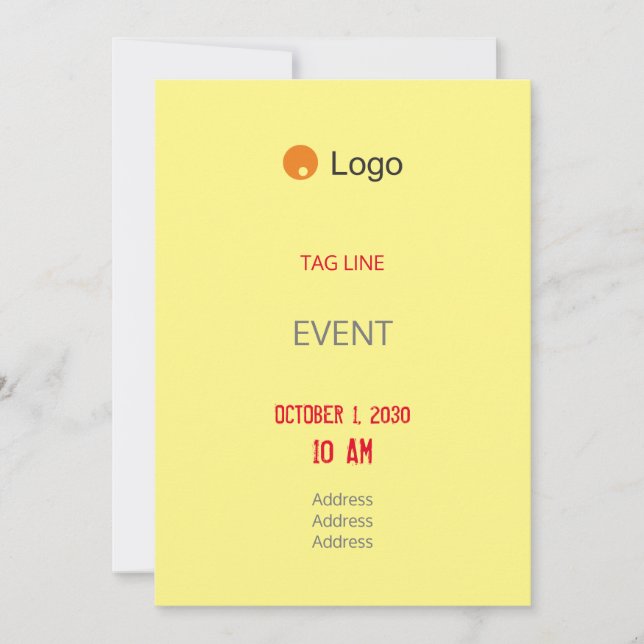 Simple Yellow Corporate Invitation (Front)