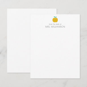Simple Yellow Cute Apple Personalised Teacher  Card