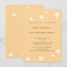 Simple Yellow Cute Daisies Girl Birthday Party