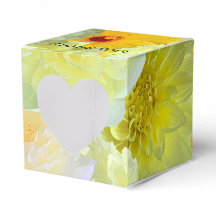 Simple Yellow Floral Watercolor Heart Cutout Cube