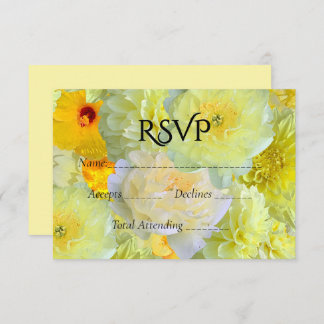 Simple Yellow Floral Wedding RSVP