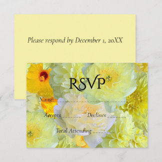 Simple Yellow Floral Wedding RSVP Card