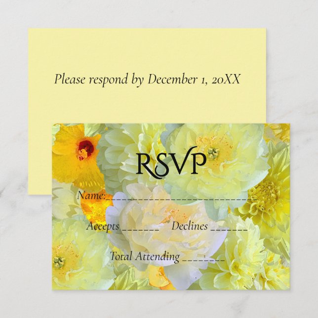 Simple Yellow Floral Wedding RSVP Card (Front/Back)