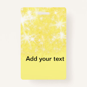 Simple yellow glitter sparkle stars add your text  ID badge