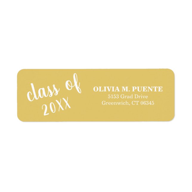 Simple Yellow Gold Graduation Return Address (Front)