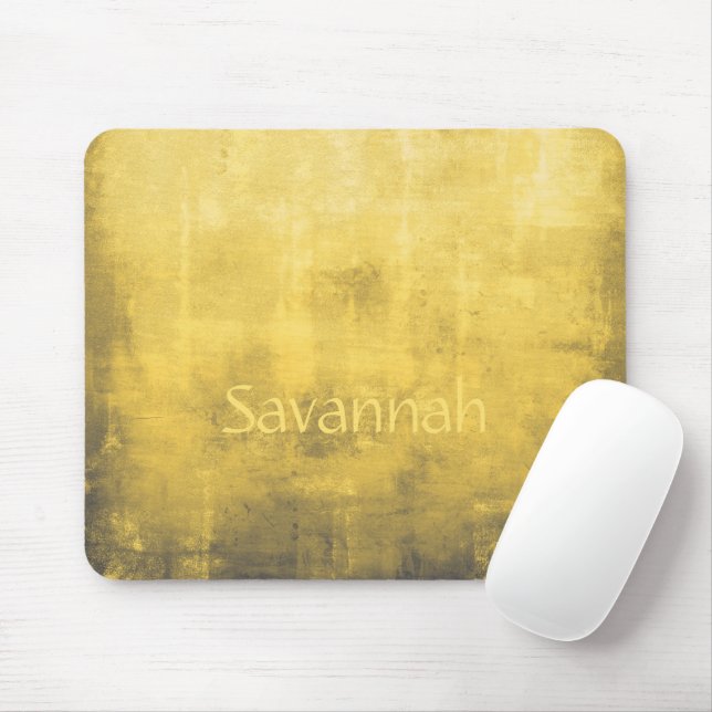 Simple Yellow Gray Abstract Your Name Mouse Mat (With Mouse)