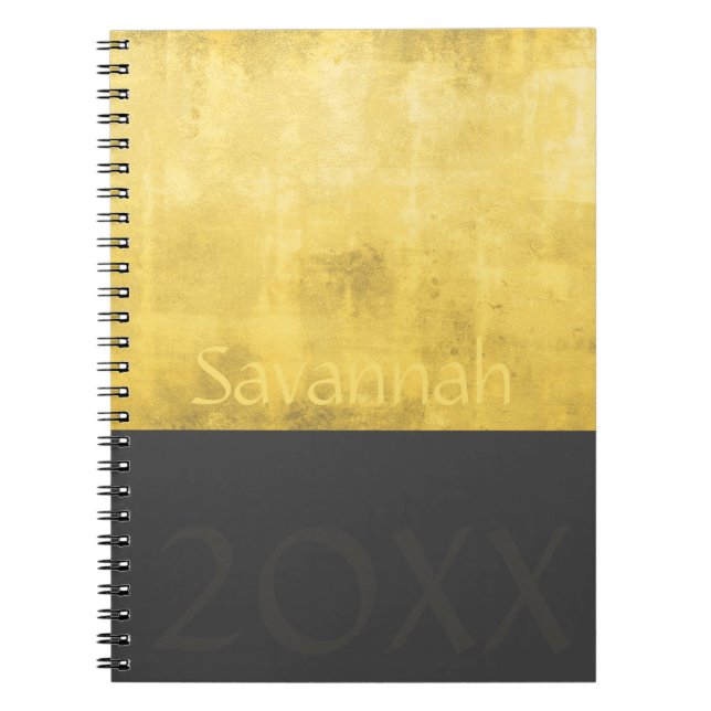 Simple Yellow Gray Abstract Your Name Notebook (Front)