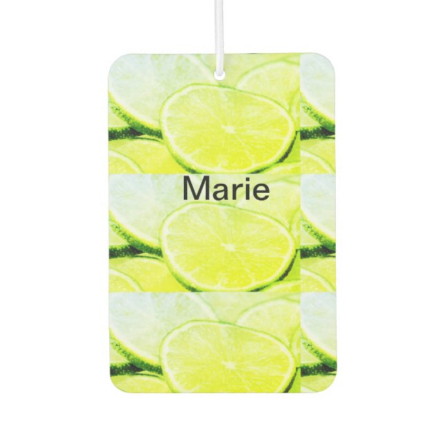 Simple yellow green lemon add name minimal custom  car air freshener (Front)