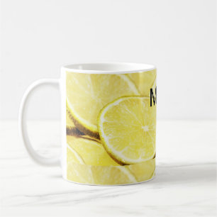 Simple yellow green lemon add name minimal custom coffee mug