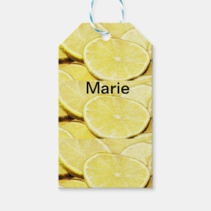 Simple yellow green lemon add name minimal custom gift tags