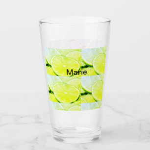 Simple yellow green lemon add name minimal custom glass