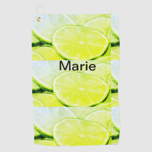 Simple yellow green lemon add name minimal custom golf towel