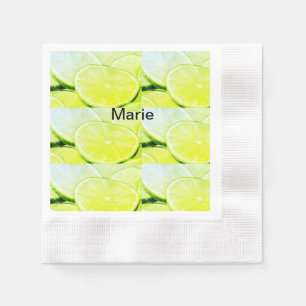 Simple yellow green lemon add name minimal custom  napkin